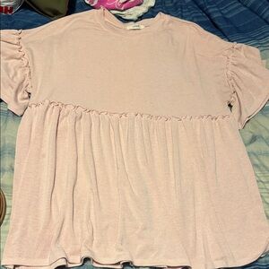 Pink Ruffle Sleeve Women's Top